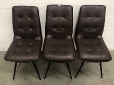 SET OF 3 HIX DINING CHAIR IN DARK BROWN LEATHER