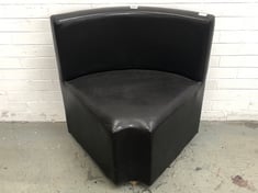 ROUND BACK CORNER CHAIR IN SHINY BROWN LEATHER