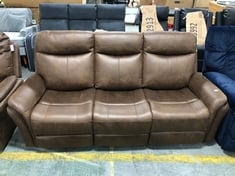 MONTE FAUX SUEDE 3 SEATER RECLINER SOFA IN BROWN - RRP £799 (LOCATION A)