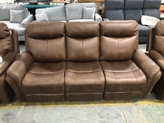 MONTE FAUX SUEDE 3 SEATER RECLINER SOFA IN BROWN - RRP £799 (LOCATION A)