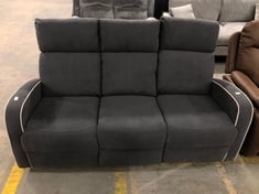 MANUAL RECLINER 3 SEATER SOFA IN DARK GREY FABRIC (LOCATION A)