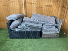 2 SEATER END RATTAN SOFA PART IN BLACK / GREY TO INCLUDE MIXED GREY RATTAN CORNER SOFA PART (PARTS ONLY)