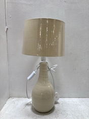 3 X STONE THE CROWS SM.TEARDROP LAMP BASE-PASTEL BEIGE - HEIGHT 30CMS TO INCLUDE LAMP SHADE - TOTAL RRP £180