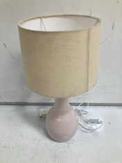 2 X STONE THE CROWS SM.TEARDROP LAMP BASE-PASTEL PINK- HEIGHT 30CMS TO INCLUDE LAMP SHADE - TOTAL RRP £120