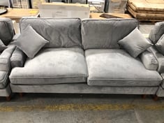 3 SEATER SOFA IN LIGHT GREY VELVET (LOCATION A)