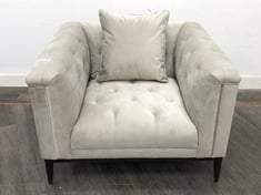 CESARE ACCENT CHAIR IN PEBBLE GREY FABRIC - RRP £855 (LOCATION A)