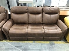 MONTE FAUX SUEDE 3 SEATER RECLINER SOFA IN BROWN - RRP £799 (LOCATION A)