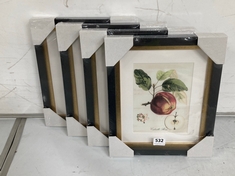 JOHN LEWIS SET OF 4 FRUIT PRINTS - WITH FRAME IN BLACK