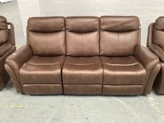 MONTE FAUX SUEDE 3 SEATER RECLINER SOFA IN BROWN - RRP £799