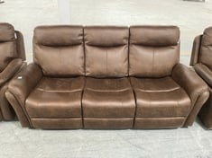 MONTE FAUX SUEDE 3 SEATER RECLINER SOFA IN BROWN - RRP £799