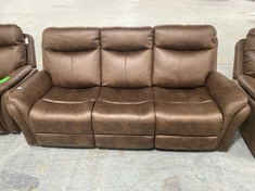 MONTE FAUX SUEDE 3 SEATER RECLINER SOFA IN BROWN - RRP £799