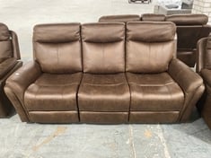 MONTE FAUX SUEDE 3 SEATER RECLINER SOFA IN BROWN - RRP £799