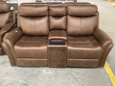 MONTE FAUX SUEDE 2 SEATER RECLINER SOFA IN BROWN WITH CENTER CONSOLE - RRP £799