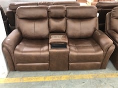 MONTE FAUX SUEDE 2 SEATER RECLINER SOFA IN BROWN WITH CENTER CONSOLE - RRP £799