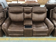 MONTE FAUX SUEDE 2 SEATER RECLINER SOFA IN BROWN WITH CENTER CONSOLE - RRP £799