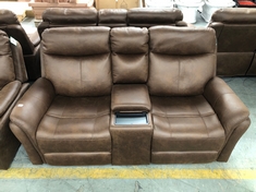 MONTE FAUX SUEDE 2 SEATER RECLINER SOFA IN BROWN WITH CENTER CONSOLE - RRP £799