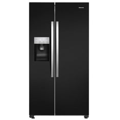 HISENSE 2 DOOR AMERICAN STYLE FRIDGE FREEZERS IN BLACK - MODEL NO. RS694N4IBF - RRP £749 (BROKEN)