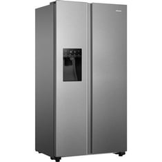 HISENSE AMERICAN STYLE 2 DOOR FRIDGE FREEZER IN STAINLESS STEEL WITH WATER DISPENSER - MODEL NO. RS694N4TIE - RRP £849 (LOCATION B)