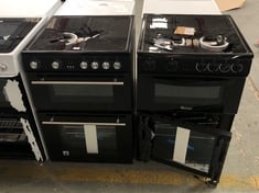 HISENSE DOUBLE CAVITY OVEN IN BLACK WITH CERAMIC HOB TO INCLUDE SWAN 60CM WIDE TWIN CAVITY ELECTRIC COOKER WITH CERAMIC HOB IN BLACK (BOTH SMASHED)