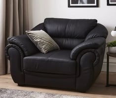 NAPLES LEATHER ARMCHAIR IN BLACK - RRP £799