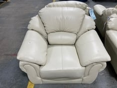 NAPLES LEATHER ARMCHAIR IN CREAM - RRP £799