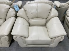 NAPLES LEATHER ARMCHAIR IN CREAM - RRP £799