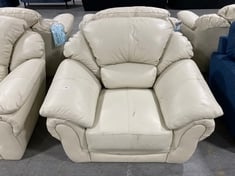 NAPLES LEATHER ARMCHAIR IN CREAM - RRP £799