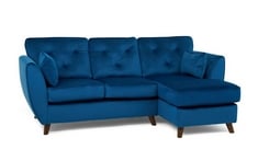 HOPTON 3 SEATER SOFA WITH RIGHT HAND FACING CHAISE IN BLUE FABRIC - RRP £584 (LOCATION D)