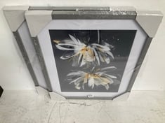 GREEN LILI MODERN FLORAL FRAMED PRINT & MOUNT, SET OF 2, 63.5 X 53.5CM, GREY/YELLOW - RRP £155