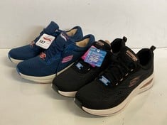 SKECHERS ARCHFIT BLUE AND PINK TRAINERS SIZE 7 AND SKECHERS SKECH-AIR AIR-COOLED MEMORY FOAM TRAINERS IN BLACK AND PINK SIZE 7