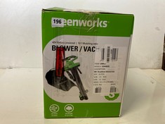 GREENWORKS BLOWER/VACUUM 40V BATTERY POWERED MODEL NO- GD40BVII - RRP £200