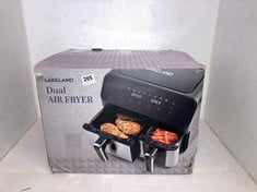 LAKELAND DUAL BASKET AIR FRYER IN BLACK AND SILVER 8L - RRP £100