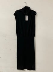 REISS WOMENS CICI ROLL NECK SLEEVELESS COWL MIDI DRESS IN BLACK IN SIZE L- RRP £148