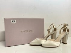 RAINBOW CLUB EVE DYEABLE IVORY SATIN ANKLE STRAP BLOCK HEELS IN UK SIZE 4-RRP £100