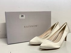 RAINBOW CLUB STELLA IVORY SATIN & SILVER FINE SHIMMER COURT HEELS IN UK SIZE 4.5