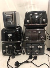 6 X ASSORTED TOASTERS TO INCLUDE DUALIT 2 SLICE GREY/STAINLESS STEEL TOASTER MODEL NO-CAT2