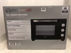 DAEWOO 25L 1600W MINI OVEN WITH ADJUSTABLE TEMPERATURE CONTROL