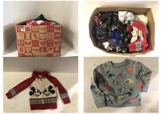 BOX OF ASSORTED CHILDREN'S CLOTHING TO INCLUDE BABY GAP DISNEY FULL ZIP CARDIGAN - RED/WHITE-BLUE - AGE 5 YRS