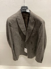 REISS SEARED-DOUBLE PEAK COTTON SUIT JACKET - BROWN SIZE 40 - RRP £298