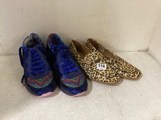 JOULES WOMEN'S LEOPARD PRINT LOAFERS - UK 4 TO INCLUDE IRREGULAR CHOICE VELVET NAVY TRAINERS - MULTI SIZE 40