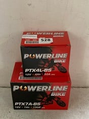 POWERLINE BIKE PTX7A-BS MOTORCYCLE BATTERY TO INCLUDE POWERLINE BIKE PTX4L-BS MOTORCYCLE BATTERY