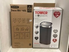 CURVER DECO 40L BIN TO INCLUDE TOWER 58L AUTOMATIC SENSOR BIN IN BLACK