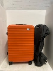 EASTPAK 2 WHEEL MEDIUM SUITCASE - GREY TO INCLUDE LARGE HARD SHELL SUITCASE - ORANGE