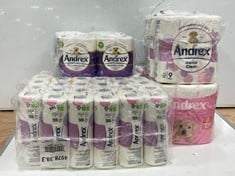 5 X ASSORTED TOILET ROLLS TO INCLUDE ANDREX FAMILY SOFT CLEAN GENTLE CARE 5 PACKS OF 9 ROLLS