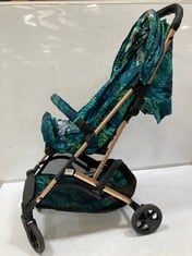 COSSATO WOOSH 4 STROLLER IN MIDNIGHT JUNGLE AND HAUCK TRAVEL N CARE PUSHCHAIR IN BLACK