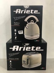 ARIETE VINTAGE ELECTRIC KETTLE - GREEN/CREAM TO INCLUDE ARIETE 2-SLICE TOASTER - GREEN