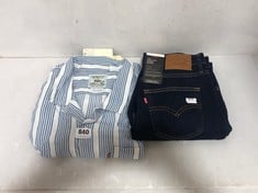 LEVI'S SUNSET CAMP SHIRT - BLUE/WHITE SIZE XL TO INCLUDE LEVI'S 720 HIGH-RISE SUPER SKINNY JEANS - DARK BLUE SIZE 28X28 - TOTAL RRP £145