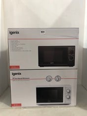 2 X IGENIX 20L 800W MANUAL MICROWAVE - MIXED COLOURS - BLACK AND WHITE