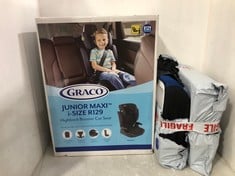 GRACO JUNIOR MAXI I-SIZE R129 HIGHBACK BOOSTER CAR SEAT AND HOMEGA BUBA E20 CAR SEAT X2