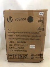 VOUNOT SHOPPING BASKET ALUMINIUM WITH HOOKS IN BLACK